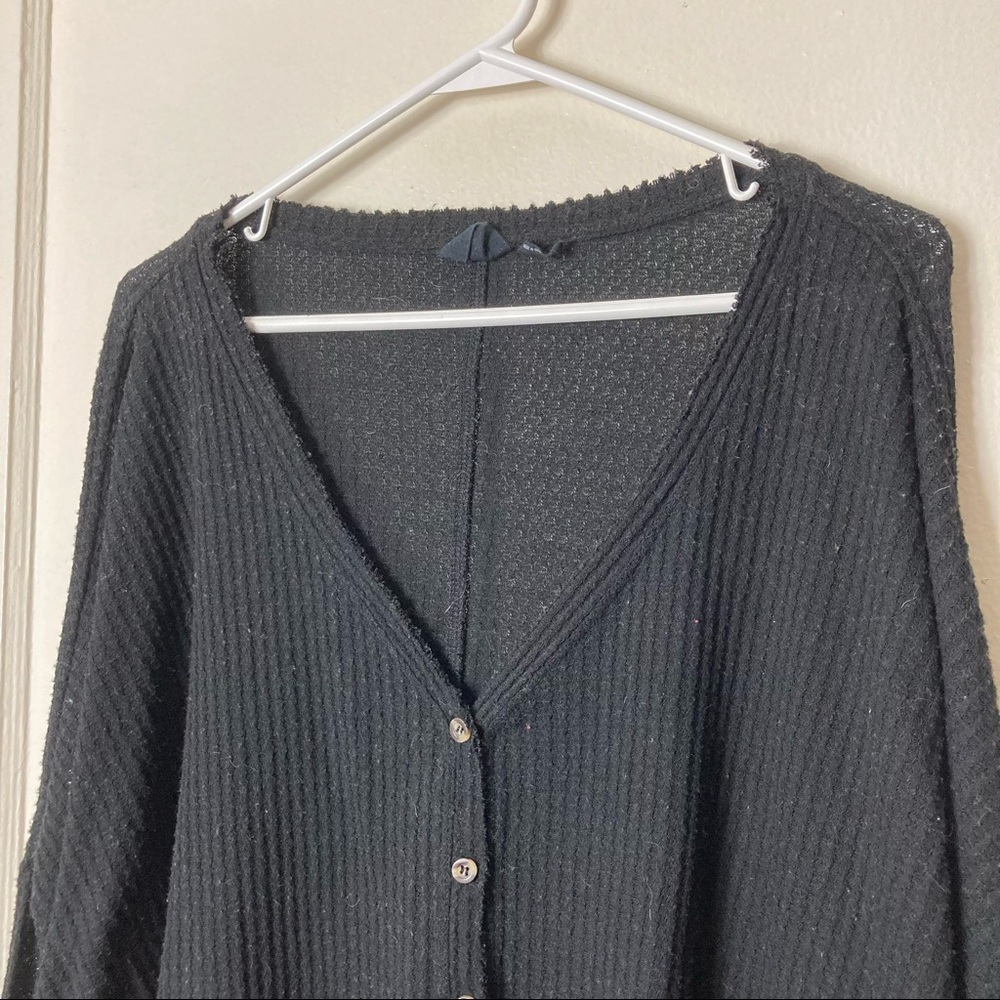 Out from under black jojo waffle knit boxy top women's L oversized - Picture 3 of 8